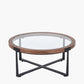 Vermont Clear Glass and Light Walnut Wood Veneer Coffee Table