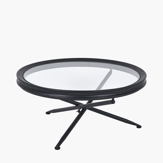 Elwood Clear Glass and Black Fir Wood Effect Coffee Table
