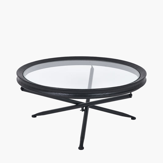 Elwood Clear Glass and Black Fir Wood Effect Coffee Table