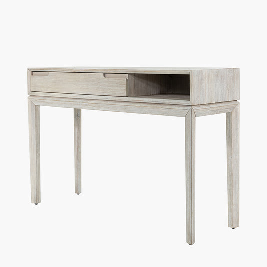 Gio White Sand Acacia Wood 1 Drawer Console Table