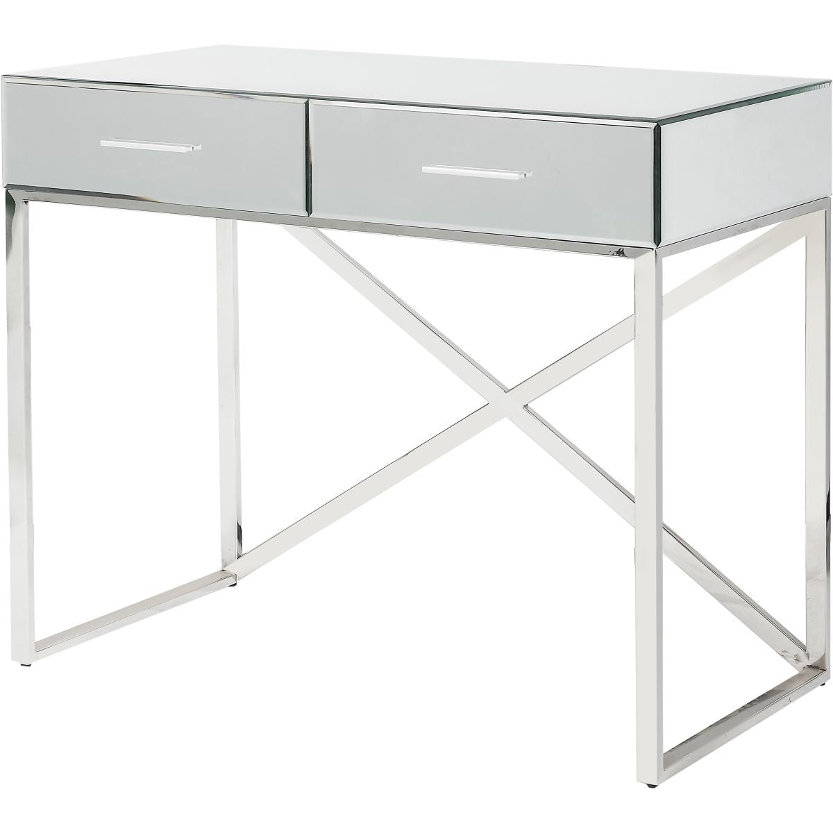 Rocco Silver Mirrored Glass and Metal Desk