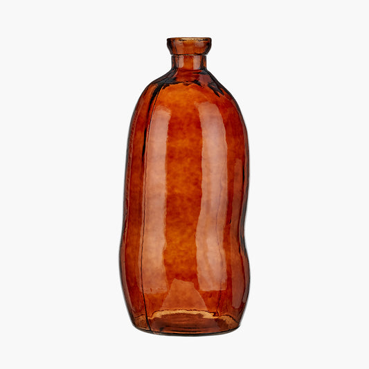 Pecan Brown Organic Shaped Recycled Glass Tall Vase