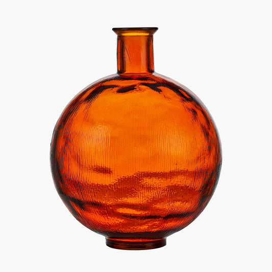 Orange Round Recycled Glass Vase