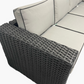 6-Piece Outdoor Rattan Sectional Sofa Set with Fire Pit Table – Wicker Patio Furniture Set with Cushions, Ottomans & Propane Fire Pit – All-Weather Garden Furniture Set