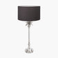 Trafalgar Nickel Metal Palm Tree Table Lamp Base with Henry 35cm Grey Handloom Cylinder Lampshade