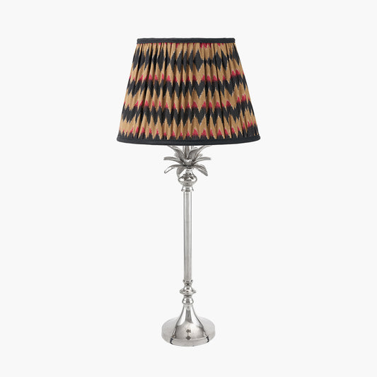 Trafalgar Nickel Metal Palm Tree Table Lamp Base with Athira 30cm Multi Chevron Design Mushroom Pleat Tapered Lamp Shade