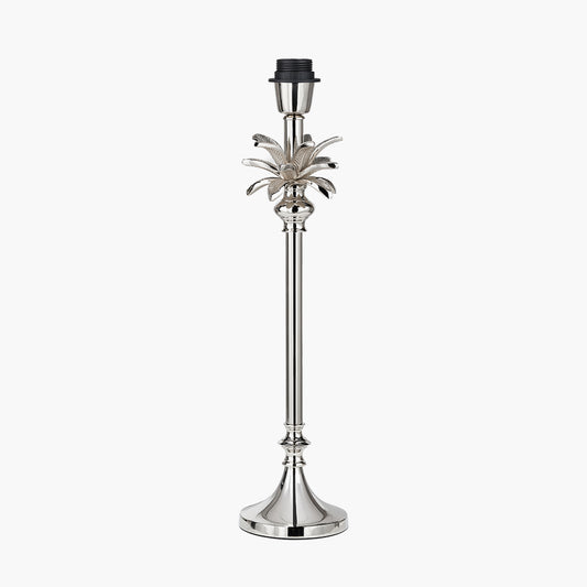 Trafalgar Nickel Metal Palm Tree Table Lamp Base with Athira 30cm Multi Chevron Design Mushroom Pleat Tapered Lamp Shade