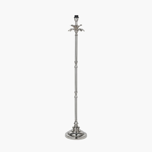 Trafalgar Nickel Metal Palm Tree Floor Lamp Base with Harry 45cm Black Cotton Mix Cylinder Lampshade