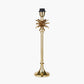 Trafalgar Gold Metal Palm Tree Table Lamp Base with Stellan 35cm Green Slubbed Silk Mix Gold Lined Cylinder Lampshade