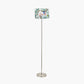 Sesvenna Brushed Silver Metal Stick Floor Lamp Base with Porcelaine de Chine 45cm Drum Shade Cobalt