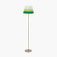 Sesvenna Antique Brass Metal Stick Floor Lamp Base with Savoie 40cm Pleated Shade Emerald