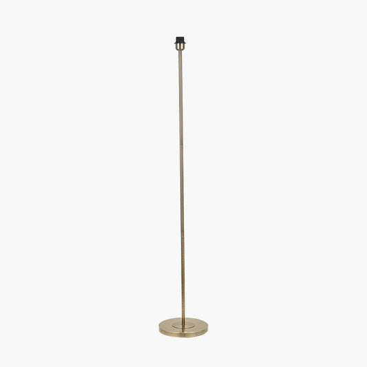 Sesvenna Antique Brass Metal Stick Floor Lamp Base with Savoie 40cm Pleated Shade Emerald