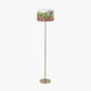 Sesvenna Antique Brass Metal Stick Floor Lamp Base with Ikebana 45cm Drum Shade Fuchsia