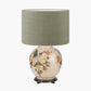 Classic Rose Large Glass Table Lamp Base with Edward 40cm Pistachio Green Linen Cylinder Lampshade