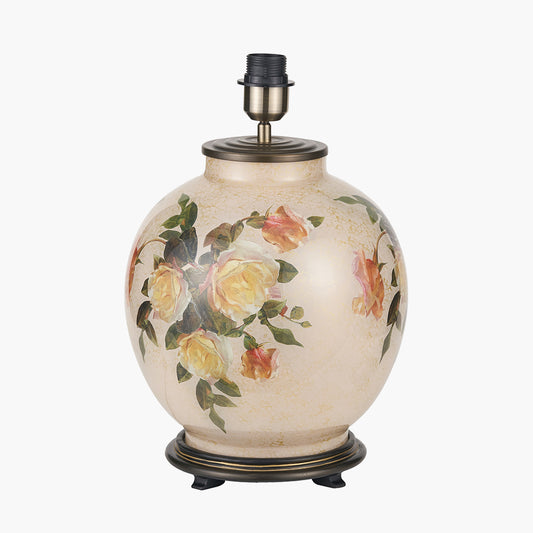 Classic Rose Large Glass Table Lamp Base with Edward 40cm Pistachio Green Linen Cylinder Lampshade