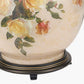 Classic Rose Large Glass Table Lamp Base with Bow 40cm Slate Velvet Cylinder Lampshade