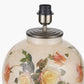 Classic Rose Large Glass Table Lamp Base with Lino 40cm Cream Self Lined Linen Cylinder Lampshade