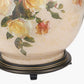 Classic Rose Large Glass Table Lamp Base with Lino 40cm Cream Self Lined Linen Cylinder Lampshade