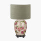 Hellebore Medium Glass Table Lamp Base with Edward 35cm Pistachio Green Linen Cylinder Lampshade