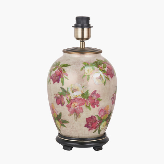 Hellebore Medium Glass Table Lamp Base with Edward 35cm Pistachio Green Linen Cylinder Lampshade