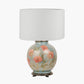 Coral Peony Large Glass Table Lamp Base with Lino 40cm White Self Lined Linen Cylinder Lampshade