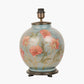Coral Peony Large Glass Table Lamp Base with Lino 40cm White Self Lined Linen Cylinder Lampshade