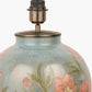 Coral Peony Large Glass Table Lamp Base with Lino 40cm White Self Lined Linen Cylinder Lampshade