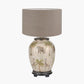 Safari Medium Glass Table Lamp Base with Edward 35cm Natural Linen Cylinder Lampshade