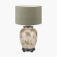 Safari Medium Glass Table Lamp Base with Edward 35cm Pistachio Green Linen Cylinder Lampshade