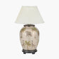 Safari Medium Glass Table Lamp Base with Bacall 40cm Almond Silk Knife Pleat Empire Lampshade