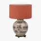 Guinea Fowl Large Glass Table Lamp Base with Henry 40cm Tobacco Handloom Cylinder Lampshade