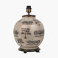 Guinea Fowl Large Glass Table Lamp Base with Henry 40cm Tobacco Handloom Cylinder Lampshade