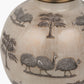Guinea Fowl Large Glass Table Lamp Base with Henry 40cm Tobacco Handloom Cylinder Lampshade