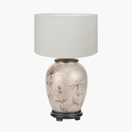 Honeysuckle Medium Glass Table Lamp Base with Henry 35cm White Handloom Cylinder Lampshade