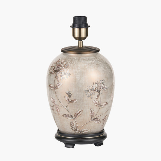 Honeysuckle Medium Glass Table Lamp Base with Bacall 35cm Almond Silk Knife Pleat Empire Lampshade