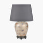 Butterflies Small Glass Table Lamp Base with Adelaide 30cm Steel Grey Tapered Cotton Mix Lampshade