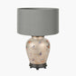 Butterflies Small Glass Table Lamp Base with Harry 25cm Steel Grey Cotton Mix Cylinder Lampshade