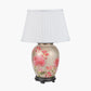 Dahlia Alstroemeria Medium Glass Lamp Base with Lyndon 35cm Ivory Silk Mix Knife Pleat Tapered Lampshade