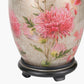 Dahlia Alstroemeria Medium Glass Lamp Base with Lyndon 35cm Ivory Silk Mix Knife Pleat Tapered Lampshade