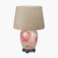Dahlia Alstroemeria Medium Glass Lamp Base with Milos 35cm Natural Linen Tapered Lampshade
