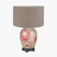 Dahlia Alstroemeria Medium Glass Lamp Base with Edward 35cm Natural Linen Cylinder Lampshade