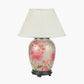 Dahlia Alstroemeria Medium Glass Lamp Base with Bacall 40cm Almond Silk Knife Pleat Empire Lampshade
