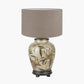 Parrot Small Glass Table Lamp Base with Edward 30cm Natural Linen Cylinder Lampshade