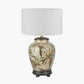 Parrot Small Glass Table Lamp Base with Lino 25cm White Self Lined Linen Cylinder Lampshade