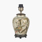 Parrot Small Glass Table Lamp Base with Lino 25cm White Self Lined Linen Cylinder Lampshade