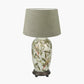 Parrot Tall Glass Table Lamp Base with Milos 40cm Pistachio Green Linen Tapered Lampshade