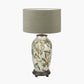 Parrot Tall Glass Table Lamp Base with Edward 40cm Pistachio Green Linen Cylinder Lampshade