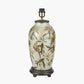 Parrot Tall Glass Table Lamp Base with Edward 40cm Pistachio Green Linen Cylinder Lampshade