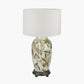 Parrot Tall Glass Table Lamp Base with Lino 40cm White Self Lined Linen Cylinder Lampshade