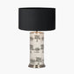 Guinea Fowl Large Cylinder Glass Table Lamp Base with Harry 40cm Black Cotton Mix Cylinder Lampshade